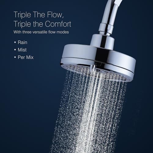 Hindware Italian Collection F160218CP 3-Flow Overhead Shower for Bathroom | Made of ABS | Rain, Mist & Per Mix Modes | Water Saving Feature | Works in 0.5-3.0 Bar Pressure | ARM NOT INCLUDED - Image 2