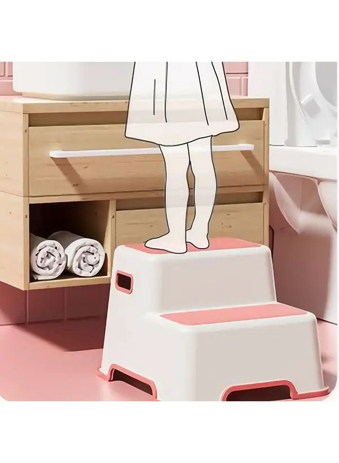 مقعد الحمام الأحمر غير المنزلق - مسند قدم مرتفع للمرحاض من خطوتين - مقعد خطوة للحوض - Image 2