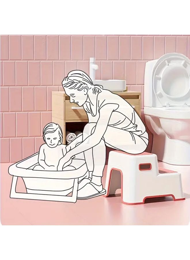 مقعد الحمام الأحمر غير المنزلق - مسند قدم مرتفع للمرحاض من خطوتين - مقعد خطوة للحوض - Image 5