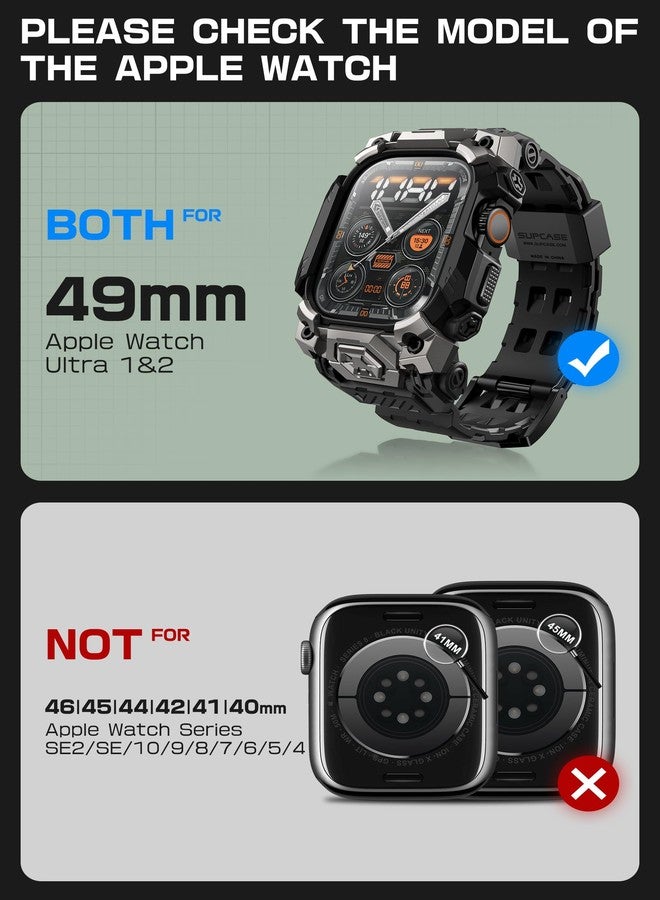 SUPCASE for Apple Watch Ultra 3/2/1 49mm Case with Band (Unicorn Beetle Ore), [Anti-Scratch] [Military-Grade Protection] Rugged Sport Men Bumper Case with Adjustable Strap Band, Black - Image 2
