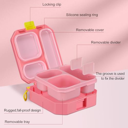 wiwens Bento Lunch Box for Kids with 12oz Soup Thermo Leak-Proof Lunch Food Container with 5 Compartment Thermo Hot Food Jar and Insulated Lunch Bag for Kid Toddler Girls Boys to School - Image 2