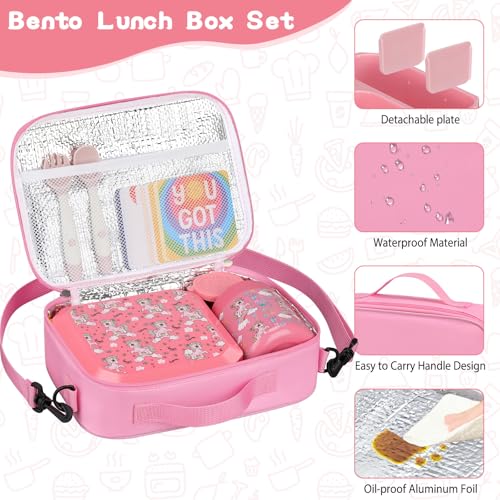 wiwens Bento Lunch Box for Kids with 12oz Soup Thermo Leak-Proof Lunch Food Container with 5 Compartment Thermo Hot Food Jar and Insulated Lunch Bag for Kid Toddler Girls Boys to School - Image 4