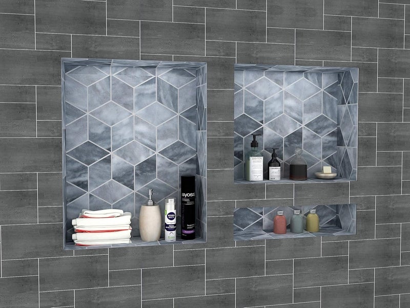 ZIG-ZAG Shower Niche Recessed, ABS Plastic Bathroom Shower Cube 32×20 inches, with Texture - Image 3
