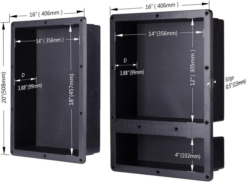 ZIG-ZAG Shower Niche Recessed, ABS Plastic Bathroom Shower Cube 32×20 inches, with Texture - Image 2