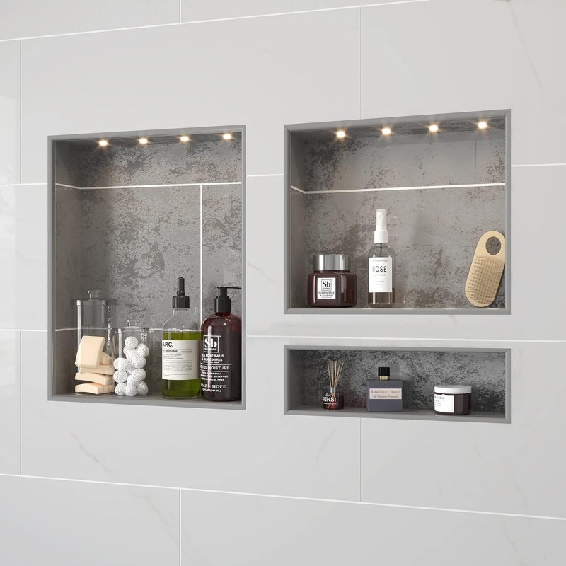 ZIG-ZAG Shower Niche Recessed, ABS Plastic Bathroom Shower Cube 32×20 inches, with Texture - Image 1