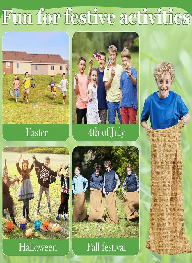 CWLAKON 6 Pack Large Burlap Potato Sack Race Bags for Kids Adults, Field Day Family Reunion 4th of July Easter Halloween Game, Outdoor Camping Picnic Birthday Party Outside Yard Lawn Carnival Games - Image 4