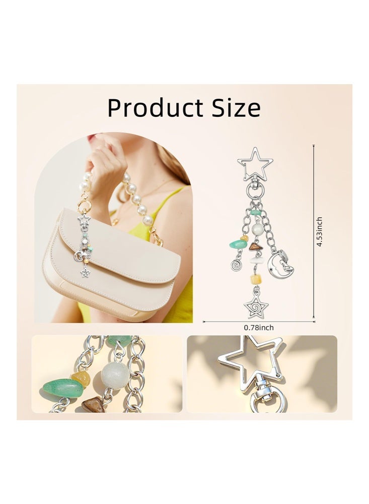 Lucky Star Boho Oceans of Stars Keychain Colorful Star Beads Gemstone Charm, Y2K Aesthetic Purse Charm keychain for Women,Men （Milky Way） - Image 4