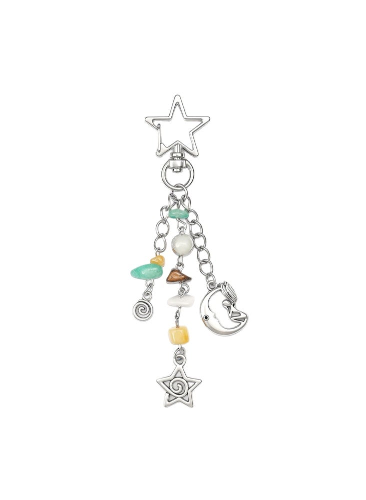 Lucky Star Boho Oceans of Stars Keychain Colorful Star Beads Gemstone Charm, Y2K Aesthetic Purse Charm keychain for Women,Men （Milky Way） - Image 1