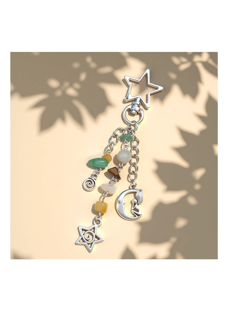 Lucky Star Boho Oceans of Stars Keychain Colorful Star Beads Gemstone Charm, Y2K Aesthetic Purse Charm keychain for Women,Men （Milky Way） - Image 5