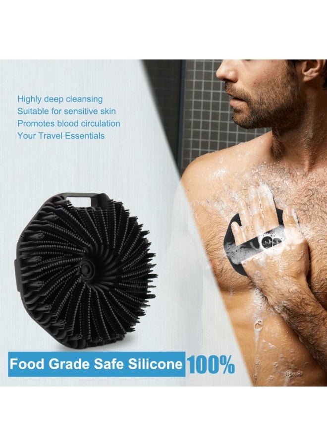 VIUAUAX Silicone Body Scrubber, Shower Scrubber, Non-Slip Handle, Exfoliating and Massaging, Black - Image 2