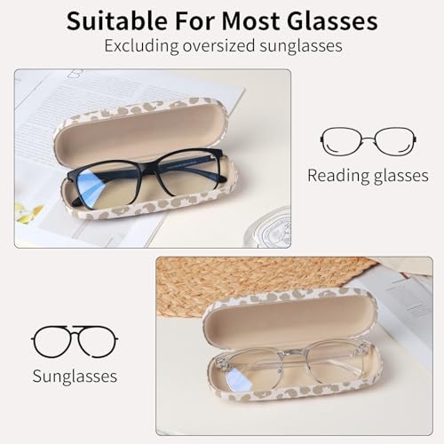 Knagsfa Glasses Case Hard Shell, Cute Sunglasses Case for Women Leather Protective Case for Eyeglass with Cleaning Cloth - Image 5