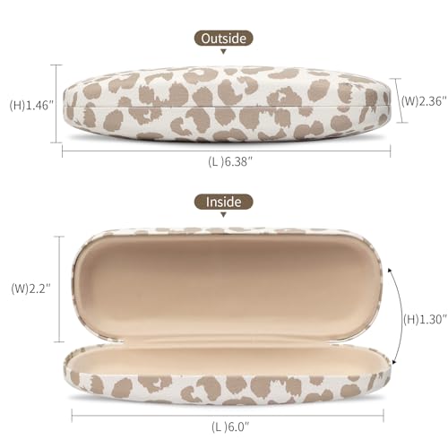 Knagsfa Glasses Case Hard Shell, Cute Sunglasses Case for Women Leather Protective Case for Eyeglass with Cleaning Cloth - Image 2