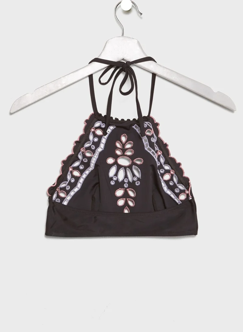 TOPSHOP Cut Out High Neck Bikini Top