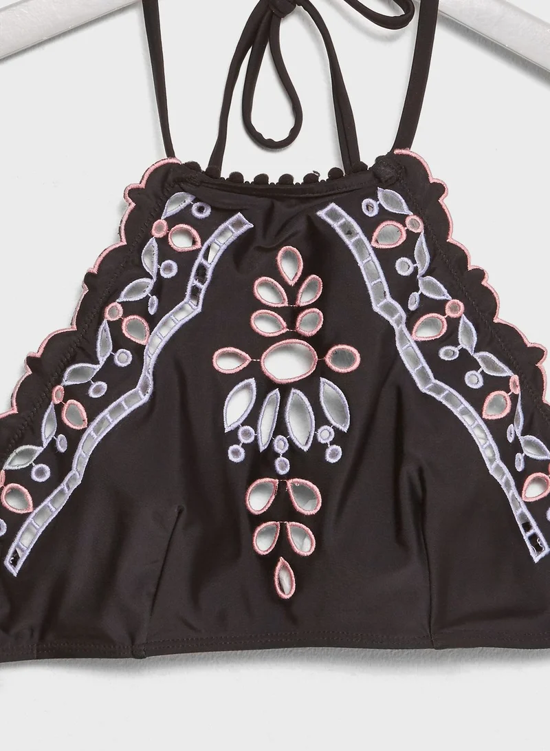 TOPSHOP Cut Out High Neck Bikini Top
