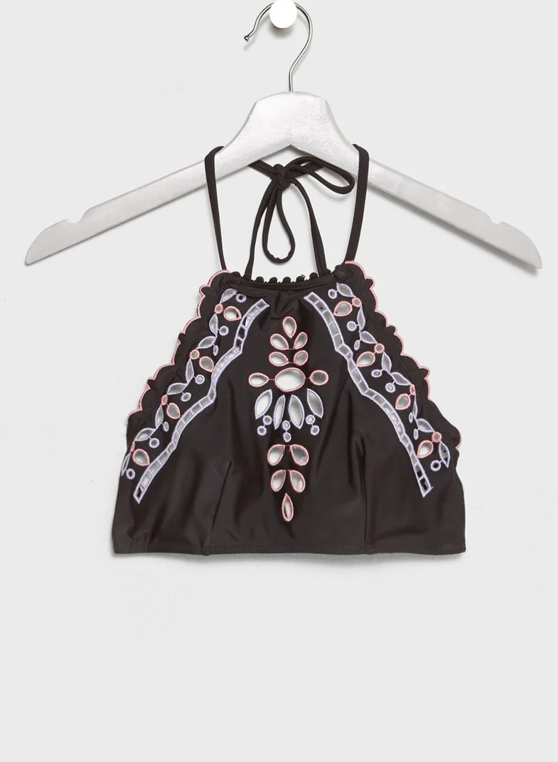 TOPSHOP Cut Out High Neck Bikini Top