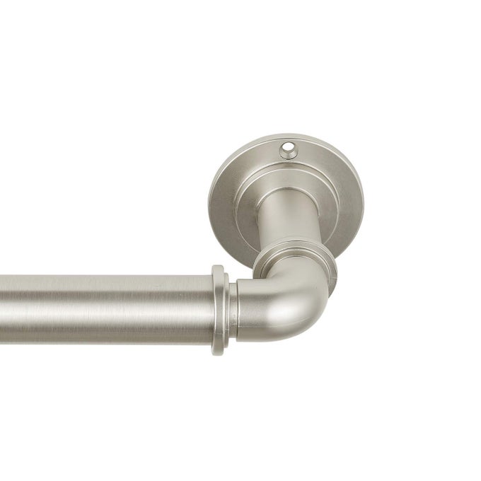 INDUSTRIAL ROOM DARKENING COLLECTION 1 18 DIAMETER INDUSTRIAL CURTAIN ROD SET WITH STEEL WALL MOUNTED ADJUSTABLE CURTAIN ROD BLOCKS LIGHT FITS 72 TO 144 WINDOWS BRUSHED NICKEL