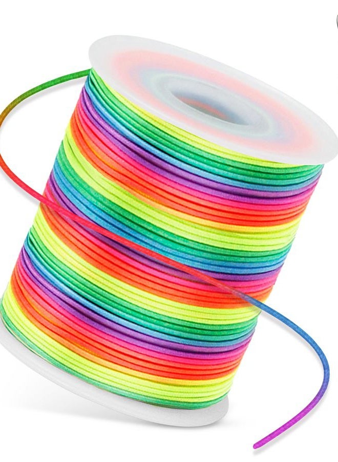 FIVEIZERO Colorful Elastic Bracelet String，1mm 1Roll/100m Elastic Beading Cord Rainbow Stretchy String for Bracelets, Necklace, Jewelry Making with Beading Needle - Image 1