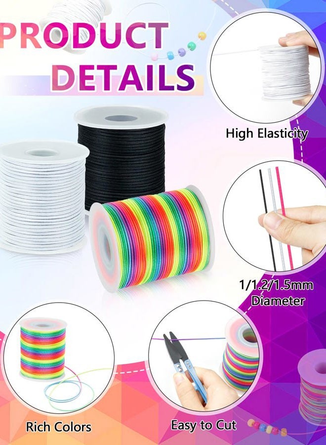FIVEIZERO Colorful Elastic Bracelet String，1mm 1Roll/100m Elastic Beading Cord Rainbow Stretchy String for Bracelets, Necklace, Jewelry Making with Beading Needle - Image 3