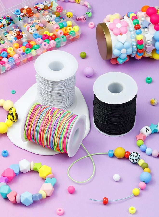 FIVEIZERO Colorful Elastic Bracelet String，1mm 1Roll/100m Elastic Beading Cord Rainbow Stretchy String for Bracelets, Necklace, Jewelry Making with Beading Needle - Image 5