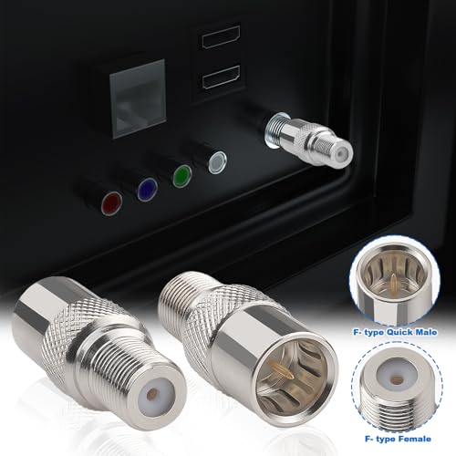 onelinkmore Coax Quick Connector Quick Push On Male to F Female Adapter F Type Male to Female Extender Push on Connector for RG6 Coaxial Cable,Antenna, RVs, Satellite Receiver and Camping TV Connection Pack of 2 - Image 5