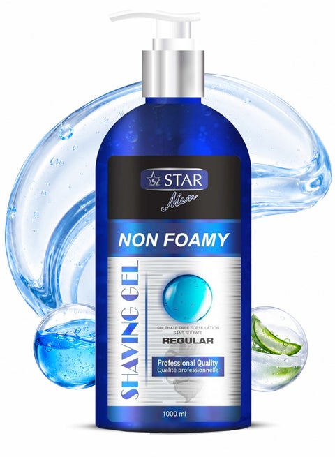 Men’s Non-Foaming Shaving Gel with Aloe Vera & Glycerin (1000ml Pump) – Provides Superior Lubrication & Protects against Razor Burn – Foam Shaving Cream for Sensitive Skin