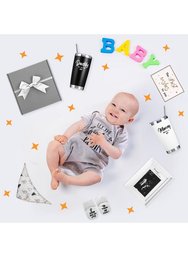 Chuarry 10 Pcs Pregnancy Gifts for New Parents New Mom Women Gender Reveal Gifts Baby Shower 20oz Mom and Dad Tumblers Frame Unisex Jumpsuit for First Time Parents(Classic,Gray) - Image 4