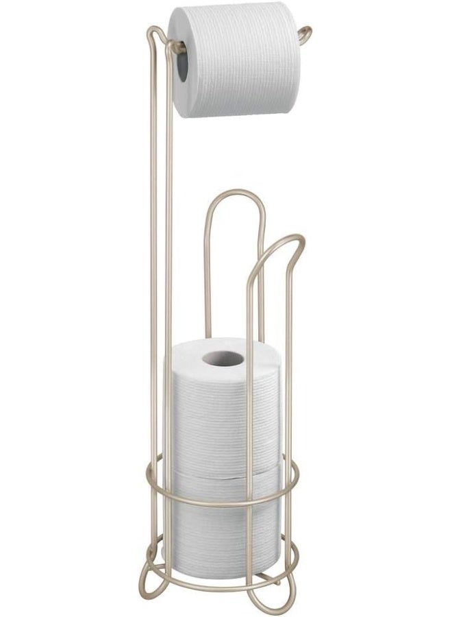 InterDesign iDesign Classico Metal Toilet Tissue Roll Reserve Organizer for Bathroom, Compact Organizer, Holds 4 Rolls of Toilet Paper, Satin Silver - Image 1