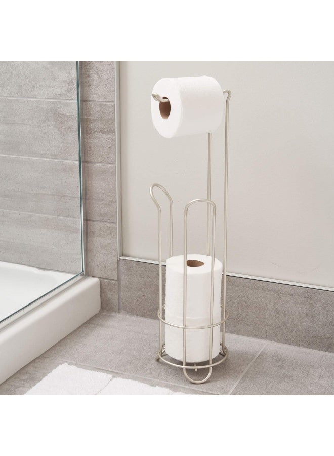 InterDesign iDesign Classico Metal Toilet Tissue Roll Reserve Organizer for Bathroom, Compact Organizer, Holds 4 Rolls of Toilet Paper, Satin Silver - Image 2