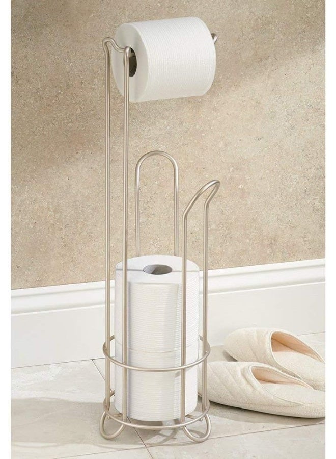 InterDesign iDesign Classico Metal Toilet Tissue Roll Reserve Organizer for Bathroom, Compact Organizer, Holds 4 Rolls of Toilet Paper, Satin Silver - Image 4