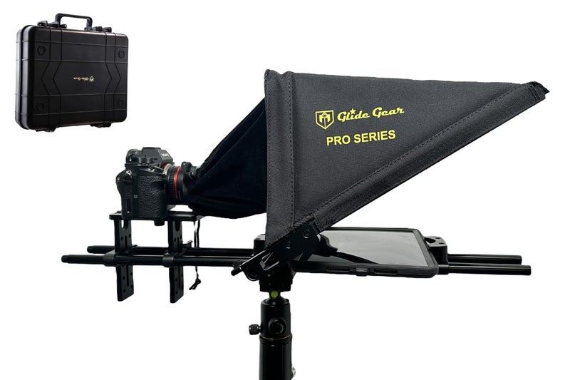 Glide Gear TMP 750 Teleprompter All Camera Smartphones Tablets 17 Glass Hard Case No Assembly