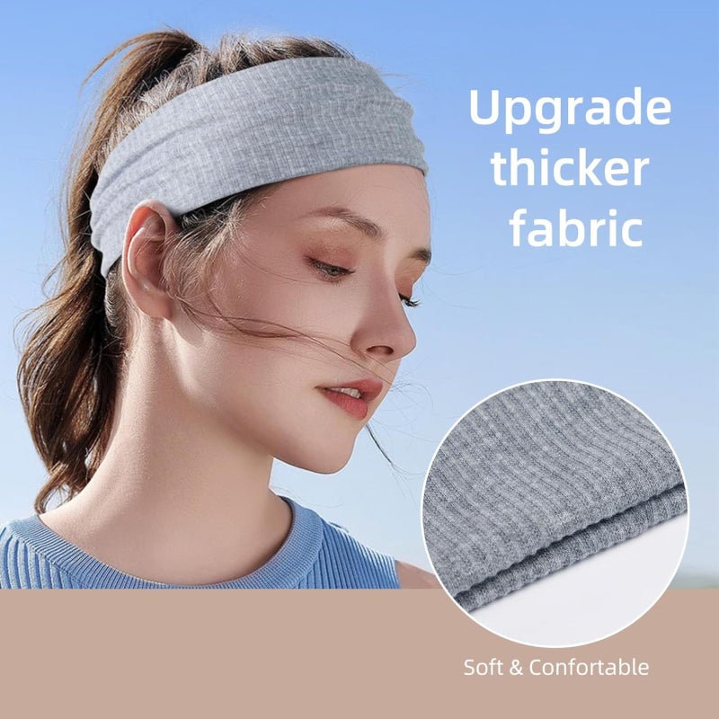 Ladies' wide-brimmed non-slip headband, soft and elastic thickened headband, fashionable sports yoga hair accessories 6-piece pack - Image 5