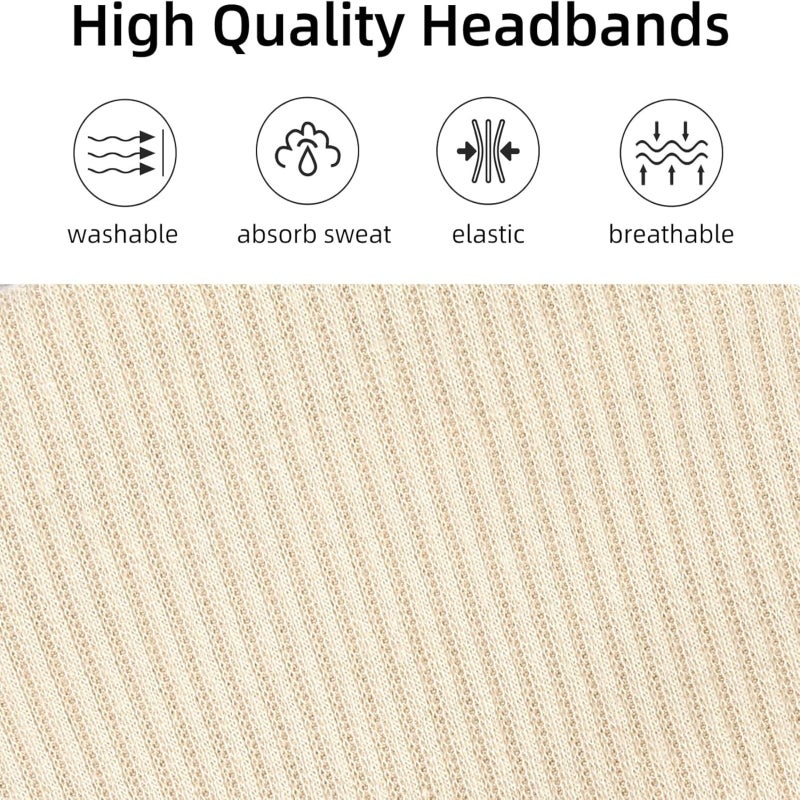 Ladies' wide-brimmed non-slip headband, soft and elastic thickened headband, fashionable sports yoga hair accessories 6-piece pack - Image 4