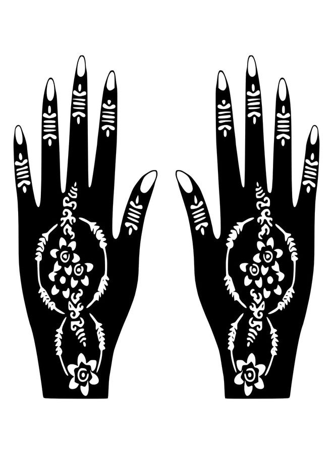 VANVATI Elegant Curve Mehndi Stencil Design Left & Right Hand Design Set - Image 1