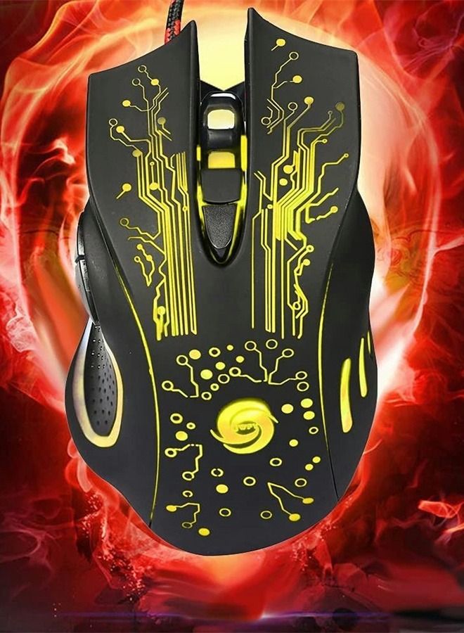 SYOSI Gaming Mice, Computer Gaming Mouse Wired Manipulator Gaming Mouse Glare USB Wired Gaming Mouse Adjustable 7 Buttons LED Backlit Professional Gamer Mice Ergonomic, for PC Laptop (Black Seven Colors) - Image 2