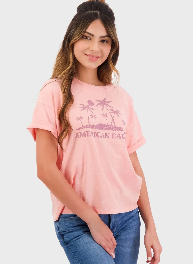 American Eagle Crew Neck Graphic T-Shirts