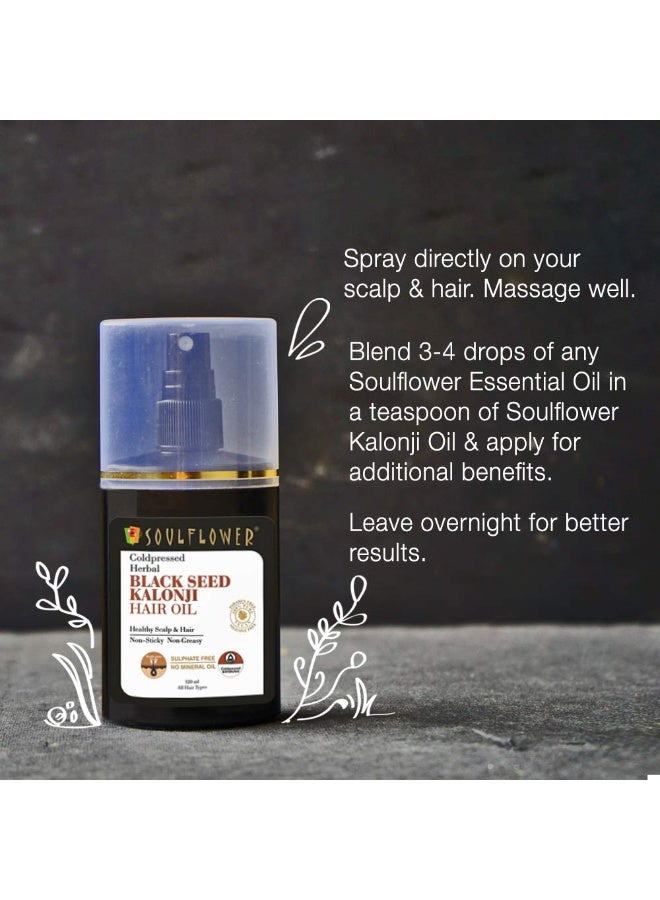 Soulflower Black Seed Kalonji Hair Oil | Hair Growth, Hair Fall Control, Scalp Health, Healthy Hair, Control Acne & Pimple for Men & Women| 100% Pure, Natural, Organic | 120ml - Image 3