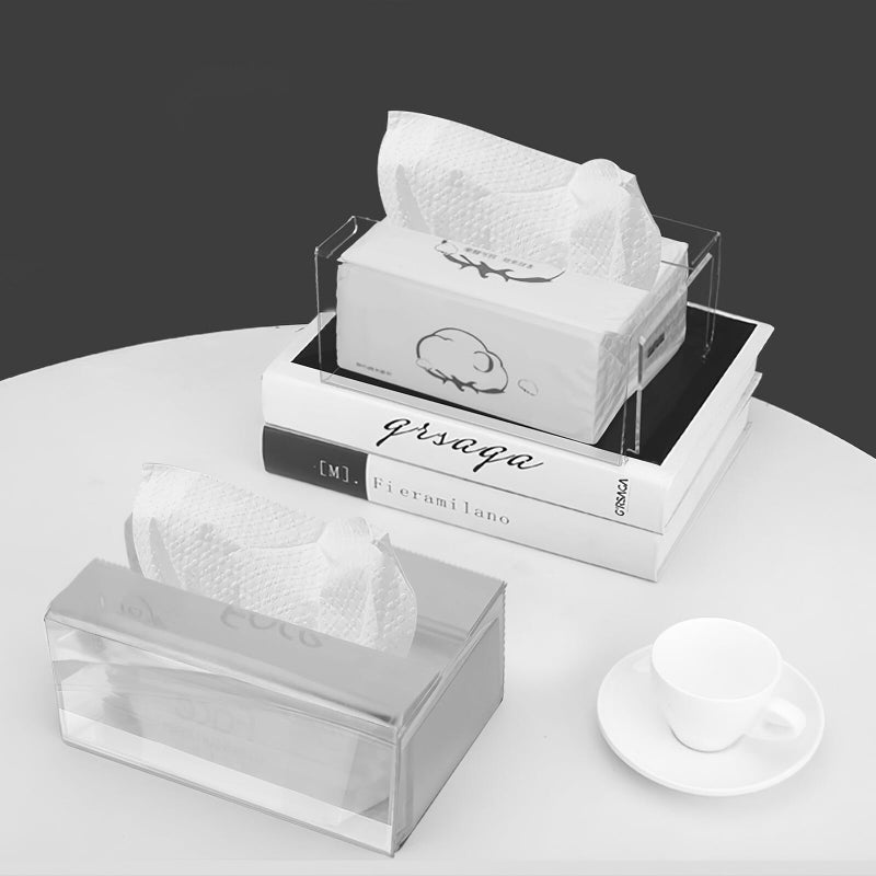 Transparent Acrylic Wall Mounted Bathroom Tissue Holder No Punch Installation Large Napkin Storage Box - Image 4