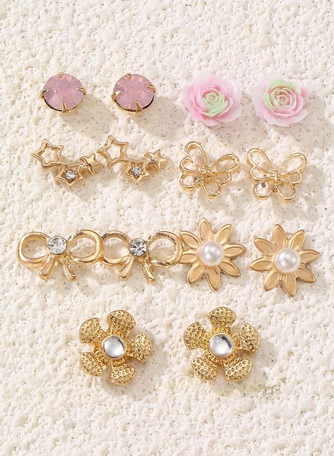 تايك تو Set of 7 - Bow and Flower Stud Earrings