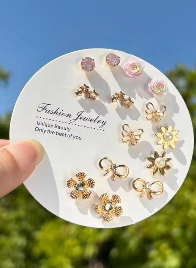 تايك تو Set of 7 - Bow and Flower Stud Earrings