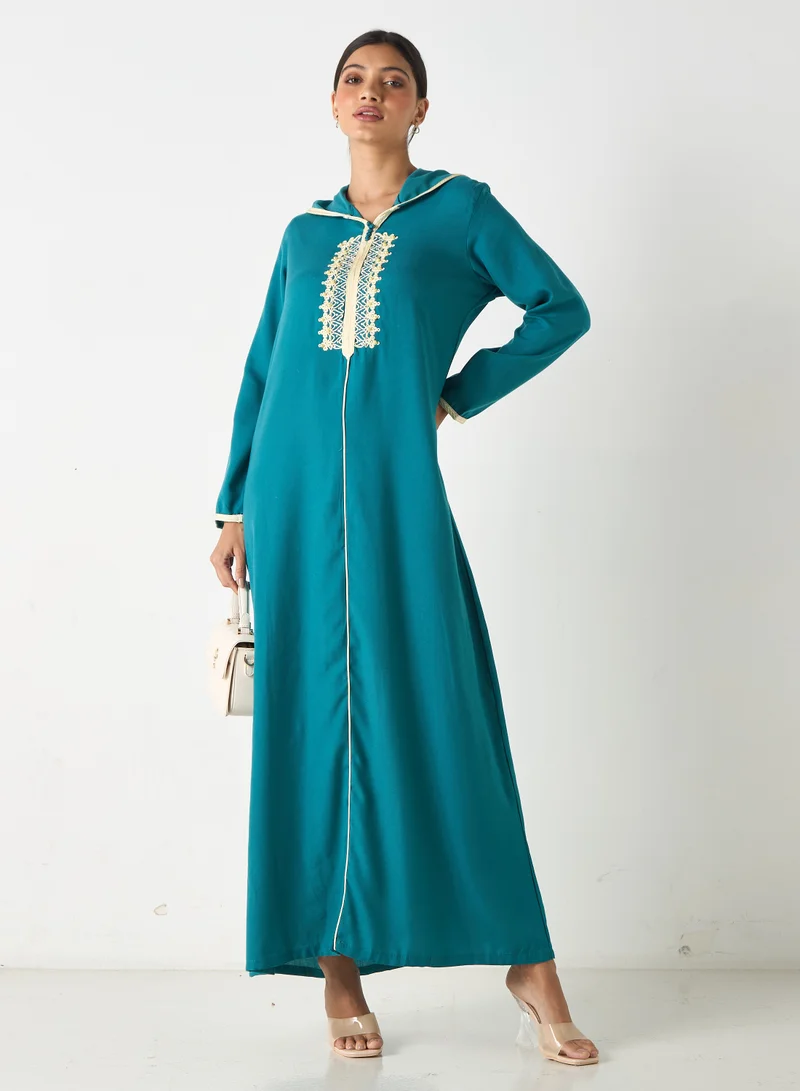 Hadiyath Al Madinah HM- Embroidered Jalabiya with Hood