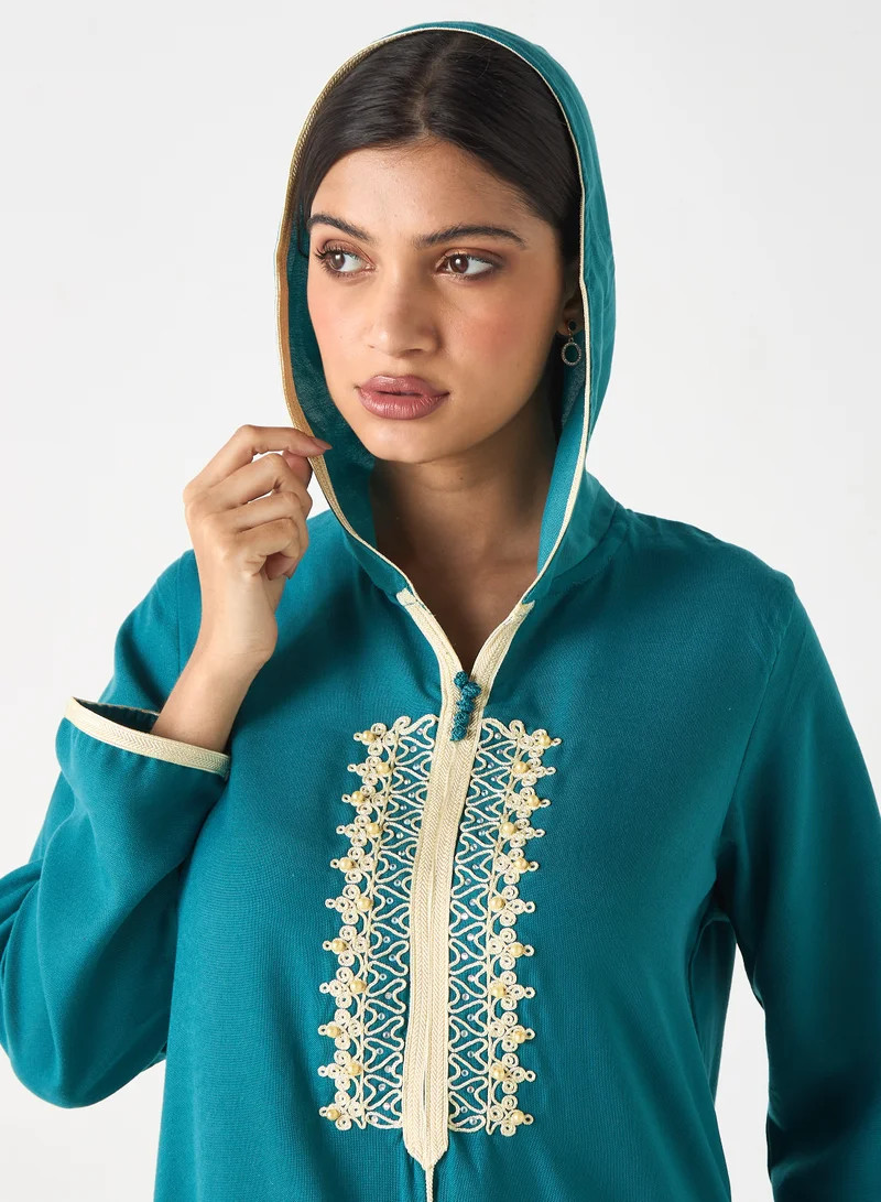 Hadiyath Al Madinah HM- Embroidered Jalabiya with Hood