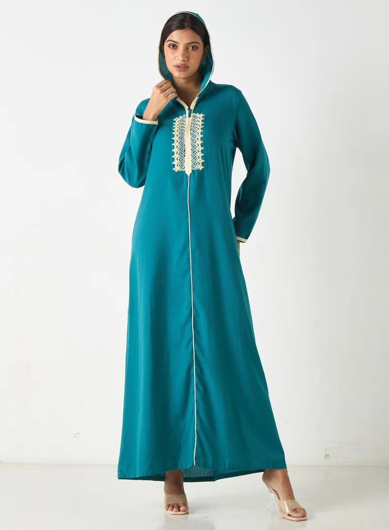 Hadiyath Al Madinah HM- Embroidered Jalabiya with Hood