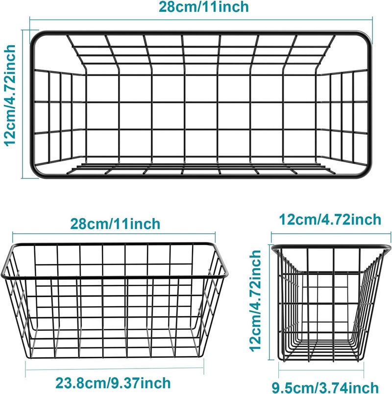 Deertaip Hanging Kitchen Baskets For Storage Adhesive Small Wire Storage Baskets No Drilling Wall Mounted Shelf with Kitchen Food Pantry Bathroom Shelf Storage, 2 PACK, Black - Image 2