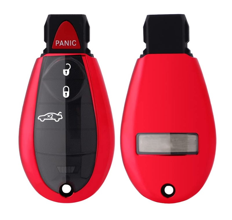 Smart Remote Key Fob Cover Case Fit for Dodge Grand Caravan Charger Challenger Durango Journey Ram Dart Magnum Chrysler 300 Town Country Jeep Commander Grand Cherokee 20082018 Red