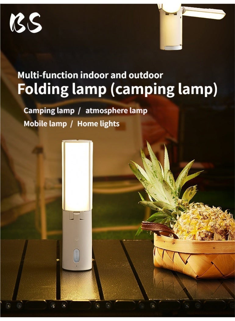 بي إس مصباح تخييم LED أبيض قابل للطي | مصباح تخييم قابل لإعادة الشحن | مصباح خيمة قابل للطي مقاوم للماء | بطارية قابلة لإعادة الشحن 4000 مللي أمبير في الساعة | عمر بطارية طويل | قاعدة مغناطيسية | ثلاثة أوضاع استشعار للضوء | طي متعدد الزوايا. - Image 2