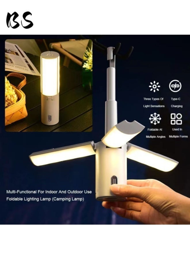 بي إس مصباح تخييم LED أبيض قابل للطي | مصباح تخييم قابل لإعادة الشحن | مصباح خيمة قابل للطي مقاوم للماء | بطارية قابلة لإعادة الشحن 4000 مللي أمبير في الساعة | عمر بطارية طويل | قاعدة مغناطيسية | ثلاثة أوضاع استشعار للضوء | طي متعدد الزوايا. - Image 5