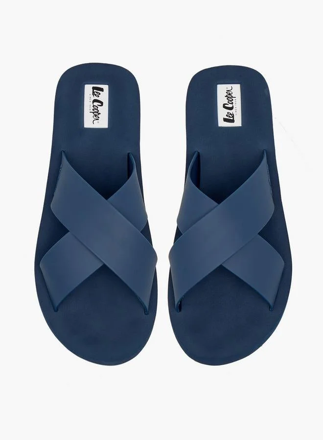 لي كوبر Men'S Logo Detail Cross Strap Flip Flops