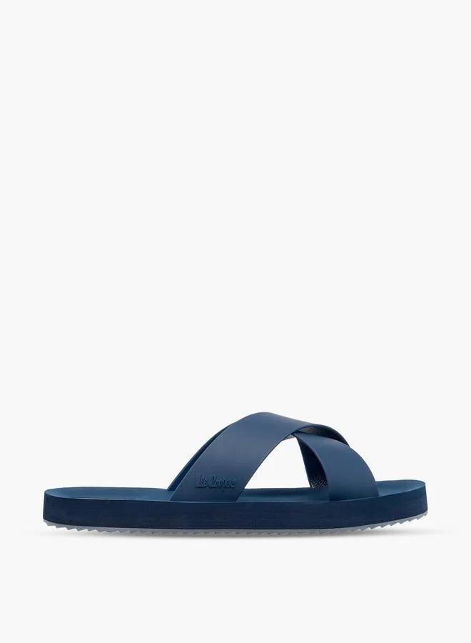 لي كوبر Men'S Logo Detail Cross Strap Flip Flops