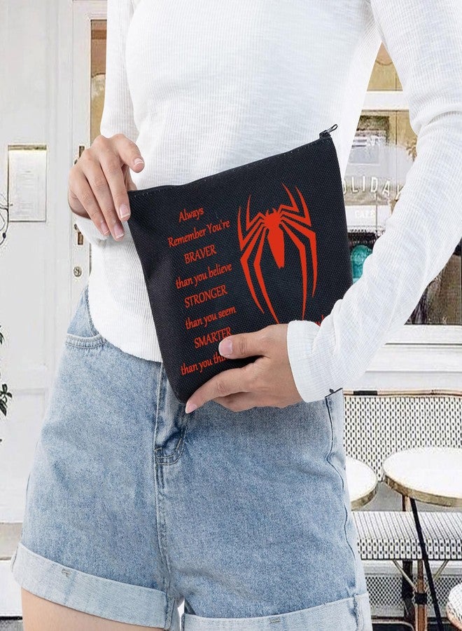 LEVLO Spider Movie Cosmetic Make Up Bag Movie Fans Inspired Gift You Are Braver Stronger Smarter Than You Think Spider Makeup Zipper Pouch Bag For Women Girls (Spider B Bag) - Image 5