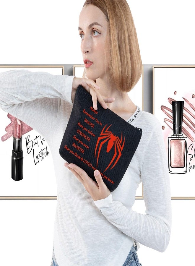 LEVLO Spider Movie Cosmetic Make Up Bag Movie Fans Inspired Gift You Are Braver Stronger Smarter Than You Think Spider Makeup Zipper Pouch Bag For Women Girls (Spider B Bag) - Image 3
